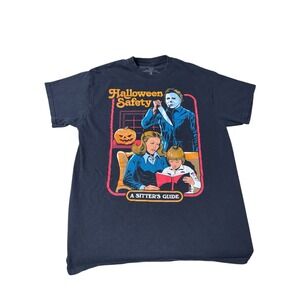 Halloween Safety Michael Myers A Sitters Guide T Shirt Black Size M